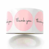 Gracias Pegatinas 1inch Pink Pegatinas para Giveaway de la empresa Fiesta de cumpleaños Favors Etiquetas Suministros de correo