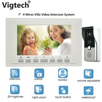 Video-Door-Telefone 7 "Wired Intercom-System Ring-Türklingel-Nachtsicht IR-Sicherheitskamera wasserdicht Unlock-Monitor für Home pH