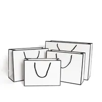 Vit Presentpapper Väskor Kraftkort Förpackning Bag Tyg Mode Förvaring Handväska Tjockning Shopping Reklam Anpassning 1 86gr B2