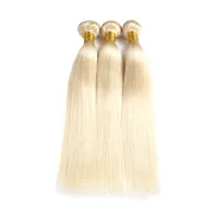 9A Bleach Blond Färg 613 # Brasiliansk Straight Wave Virgin Human Remy Hair Weaves Bundles Sy i hårförlängningar