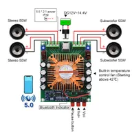 Freeshipping Bluetooth 5.0 Power Amplifier Audio Board 4x50W TDA7850 Class AB HiFi Stereo Amplifier Home Theater BTL Speaker Mini Amp