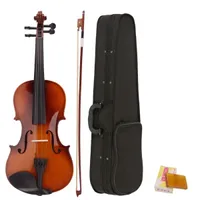 4/4 Full Size violino acústico com caso Bow Rosin Basswood Instrumento para Iniciantes Cor Natural