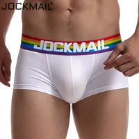 Jockmail Sexy Underkläder Men Boxer Rainbow Stripe BoxersHorts Män Låg Ris Andningsbara Underbyxor Påkläder Underkläder Hot Byxor