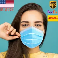 US Hot Sale Одноразовой Non плела 3 слоя слойного фильтра маски рот маски для лица дышащего Earloops Маски Stock Clearance Быстрой доставки