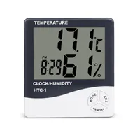 LCD Digital väckarklocka Hemtemperatur Fuktmätare HTC-1 Inomhus Utomhus Hygrometer Termometer Memory Weather Station