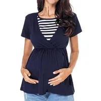 ARLONEET grossesse t-shirt femmes d'allaitement Hauts Patchwork rayé T-shirt allaitement Ropa mujer lactancia 2019