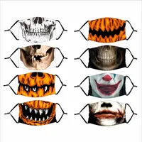 Máscaras de Halloween Cosplay diversión máscara de impresión digital de la novedad cráneo de la máscara de algodón adultos Niños de la mascarilla con filtro de polvo a prueba de viento FY9181