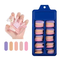 Salon manicurist Süßigkeit mischen feste Farbe Blau Kiste voller Aufkleber tragen lange Ballett falsche Nägel Normallack Nagelflecken Farbe