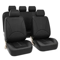 Cubiertas de asiento de automóviles Conjunto completo - Protectores de asiento y asiento trasero de cuero sintético para camión de automóviles SUV