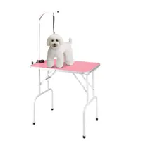 WACO Hundepflegemittel, Haustier Schönheit Werkzeuge, 32-Zoll-Stahlbeine Faltbare Verstellbare Gummimatte-Noose, Hunde Katzen Kaninchen Bräutigam Dusche Trockner Tisch Rosa