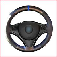 Capa de volante de fibra de carbono preto para BMW E90 E91 E92 E93 x1 E84 E87 E81 E82 E88