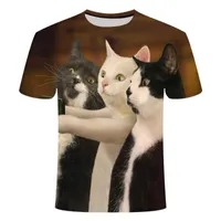 Кошки футболки Мужчины / Женщины 3d печати Meow Star Cat Hip Hop мультфильм Tshirts лето Топы Тис Мода 3d рубашки