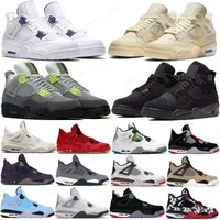 De nouvelles chaussures de basket-ball de chat noir 2020 4 4s Jumpman ailes néon élevés encore sneakers hommes de ciment blanc jack cactus formateurs US 7-13