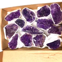 10st 20-50mm Slumpmässig storlek Naturlig Amethyst Druze Crystal Rocks Clusters Stone från Uruguay Freeform Raw Purple Druzy Geode Quartz ädelstenar