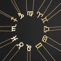 Venta al por mayor nuevo 12 constelación collar diseñador tarjeta de regalo blanco signo zodiaco colgante oro cadenas de plata para hombres mujeres moda joyería