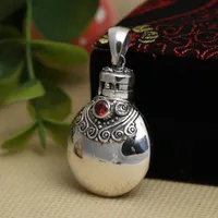 925 Sterling Silver Buddha Perfume Butelka Naszyjnik Wisiorek Dla Mężczyzn Kobiety Biżuteria