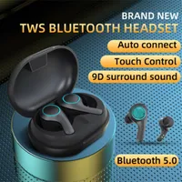 Wireless Headphones Fones de ouvido Bluetooth 5.0 TWS Stereo Headset Baixo Earbud Phone Call com Touch Control microfone para Sports