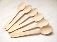 Disposable Wooden Spoon Mini Ice Cream Spoon Wood Dessert Scoop Wedding Party Tableware Kitchen Accessories Tool