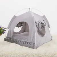 Soft Nest Kennel Bed Cave House Sleeping Bag Mat Pad Tent Pets Winter Warm Cozy Beds S-XL 2 Colors Pet Bed For Cats Dogs