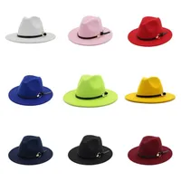 Мужская мода Fedora Hat For Джентльмен женщин Шляпы Широкий Брим Джаз Церковь околышем Широкий плоский Брим Джаз шляпы Партия Шляпы T2C5270
