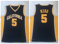 Męskie Kalifornia Złoty Niedźwiedź Jason Kidd # 5 Kolegium Koszykówka Jersey Vintage Dark Blue Koszulki University Szyte