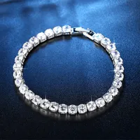 Iced Out Chain Tennis Bracelets CZ Bling Cubic Zirconia Mens Hip Hop Jewelry Silver Rose Gold 4mm Women Fashion Hiphop 1 Row Bangle
