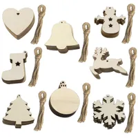 10PCS DIY Wooden Christmas Ornaments Wooden Christmas Ornaments Hanging Decorations Blank Wood Discs Bulk with Holes for Crafts Centerpiece
