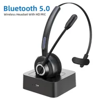 Op oor Bluetooth-headset met microfoon voor thuiskantoor Online Klasse PC Call Center Skype Mobiele Telefoon VoIP Auto Truck Driver Driving Business