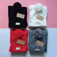 Winter Knitted Caps Scarves Set Inner Fine Cabelo Quente e Soft Crochet Goanies 6 Cores 260g Atacado