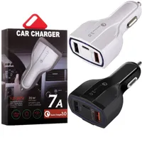 TYP C PD SAM CAR SHARGER 3 Porty USB Szybkie szybkie ładowanie Auto Power Adapter 35 W 7A Ładowarki samochodowe na iPada iPhone'a 8 x 12 13 Samsung S7 S8 Xiaomi