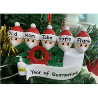Cheapest 2020 Quarantine Christmas ornament Decoration DIY Name Family Of 7 Resin Christmas Decors Pandemic Social Distancing HOT
