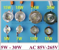recesso instalar COB LED Spot luz de teto holofotes 5W 7W 10W 12W 15W 18W 24W 30W COB lâmina de radiador de alumínio AC85V-265V