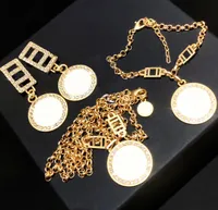 Fashion Gold necklace bracelet earrings for lady Women Party Wedding Lovers gift engagement Jewelry for Bride With BOX