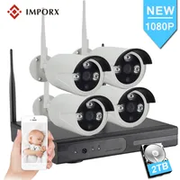Imporx 4ch 1080p Home Security WiFi CCTV -System Wireless NVR Kit 2.0MP Außen -Wasserdichte IP -Kamera P2P Videoüberwachung Set