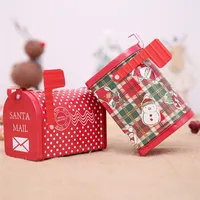 Kerstmis Mailbox Magnetische Mailbox Cover Kerst Candy Doos Craft Iron Opbergdoos Organizer Tin Box Mailbox