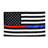 Amerikansk brandman och polis tunna rödblå linje flagga 3x5ft högkvalitativ polyester tryckt USA första responder flagga banner dubbelstygn