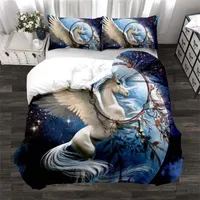 3D Stampato Unicorno Biancheria da letto Set da letto 3 pezzi Bed Bed Suit Cover piumino federa Stellato Sky Home Biancheria da letto Forniture