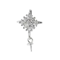 Drop Pearl Pendant Cubic Zirconia 925 Sterling Silver Mountings för Dangle Pearl DIY Smycken 5 stycken
