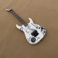 Özel Beyaz gitar siyah donanım HH Ouija güzel Electric Guitar manyetikler, özelleştirilmiş! Es-3