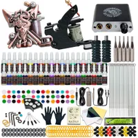 Dragonhawk Tattoo Kit 2 Guns 40 Color Inks Power Supply Needles Tips HW-10GD