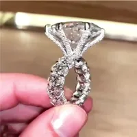 Vecalon Vintage Ovaal 8CT Diamond CZ Ring Originele 925 Sterling Silver Engagement Wedding Band Ringen voor Dames Bruids Fijne Sieraden