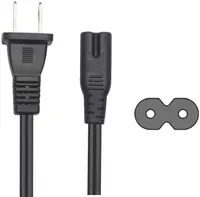 NEMA 1-15P (2-prong) IEC 60320 C7 18AWG 2C Male to Female power cord 2 Pack Non Polarized Power Cord