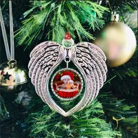 2021 Natale Decorazioni fai da te Angel Wings Forma vuoto aggiungere la propria immagine e Sfondo Natale Pendent Gifts Charms F92401