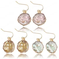 Fashion Round Drop Dangle Blue Resin Earrings for Women Luxury Shell Charm Earings Boho Jewelry Aretes De Mujer