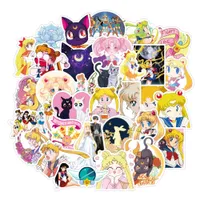 50 sztuk / zestaw Sailor Moon Anime Dziewczyny Wodoodporne Naklejki na Notebook Laptop Guitar Car Naklejki