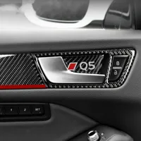 Car accessories Interior Carbon Fiber Car Door Handle Trim Covers Door Bowl Panel Stickers decals For Audi Q5 SQ5 Car Styling