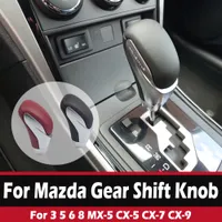 Ручка переключения передач Head для Mazda 3 5 6 8 MX-5 CX-5 CX-7 CX-9 Черный / Красный Кожа автомобилей Рычаг Shifter Стик Автоаксессуары