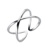 China adjustable fashion cross line ring solid 925 sterling silver simple plain female rings X Lady jewelry Anniversary Present