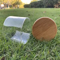 Tarro de almacenamiento de hierbas secas de vidrio transparente con tapa de bambú 66 * 89 mm Botella de sello hermético de gran capacidad para almacenamiento de tabaco Accesorios de fumar de contenedor grueso