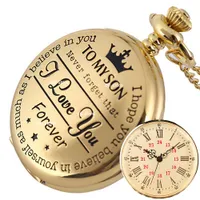 Taschenuhr Zu meinem Sohn Ich liebe dich FüR IMMER für Tag der Kinder Kind-Kind-Jungen-Geburtstag-besten Geschenk-Fob Halskette Uhren Flip Reloj